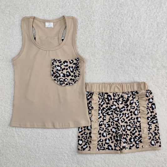 GSSO1979 r western leopard bow short sleeve shorts girl summer outfit 202502 RTS