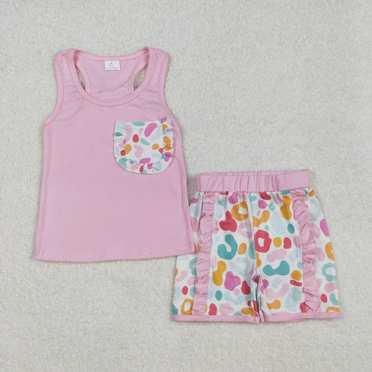 GSSO1981 RTS  western leopard bow short sleeve shorts girl summer outfit 202502