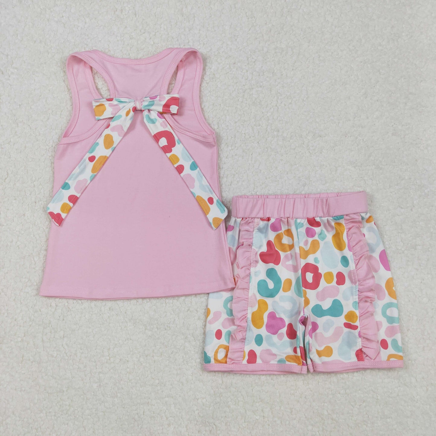 GSSO1981 RTS  western leopard bow short sleeve shorts girl summer outfit 202502