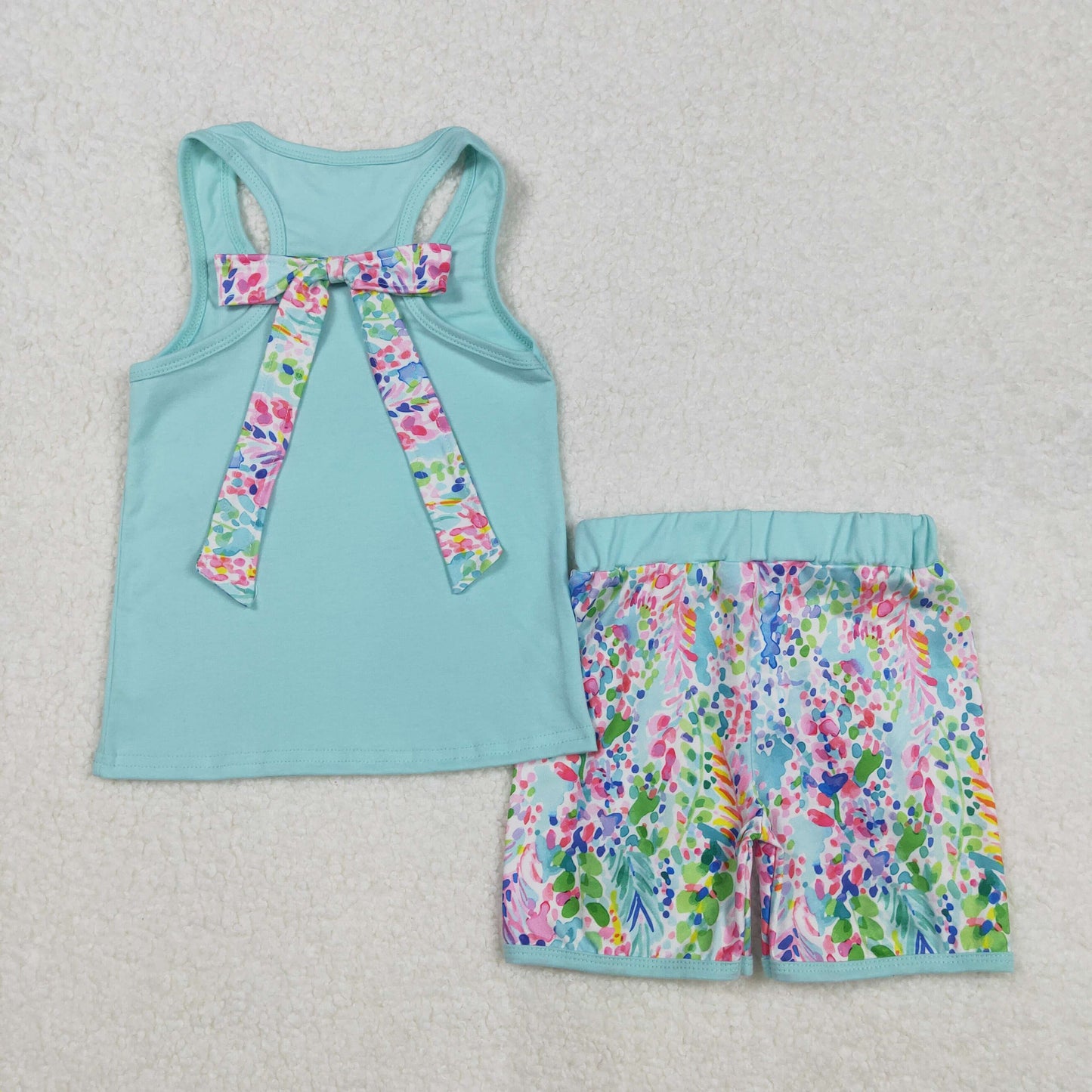 GSSO1982 RTS western seaweed bow short sleeve shorts girl summer outfit 202502