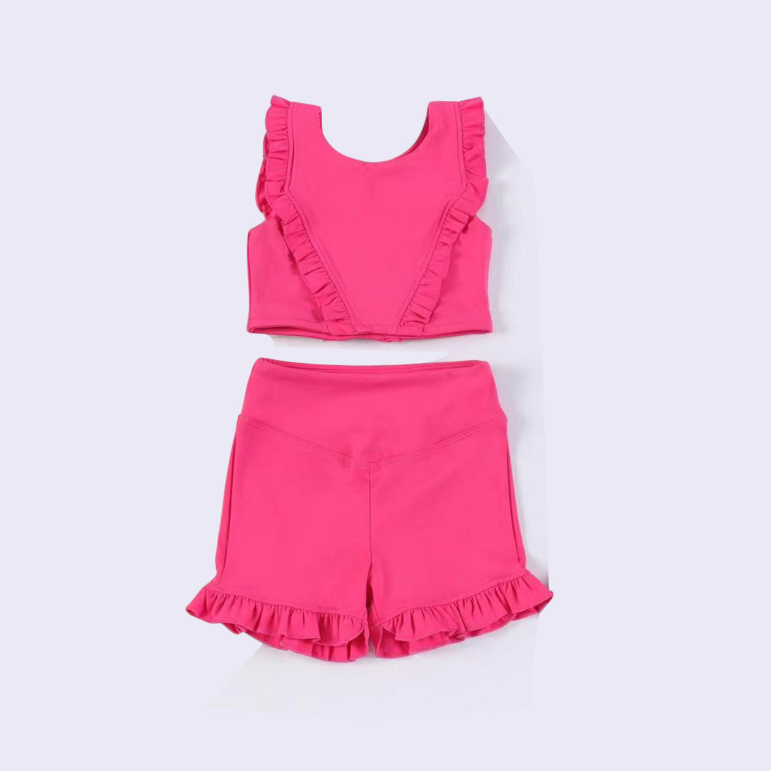 GSSO1999 yoga hot pink cotton girl outfit 202501 preorder