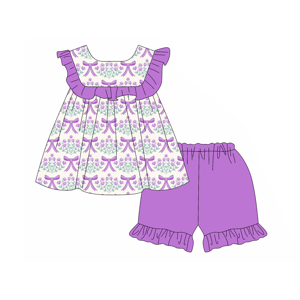 GSSO2038 purple bow girl summer outfit 202501 preorder
