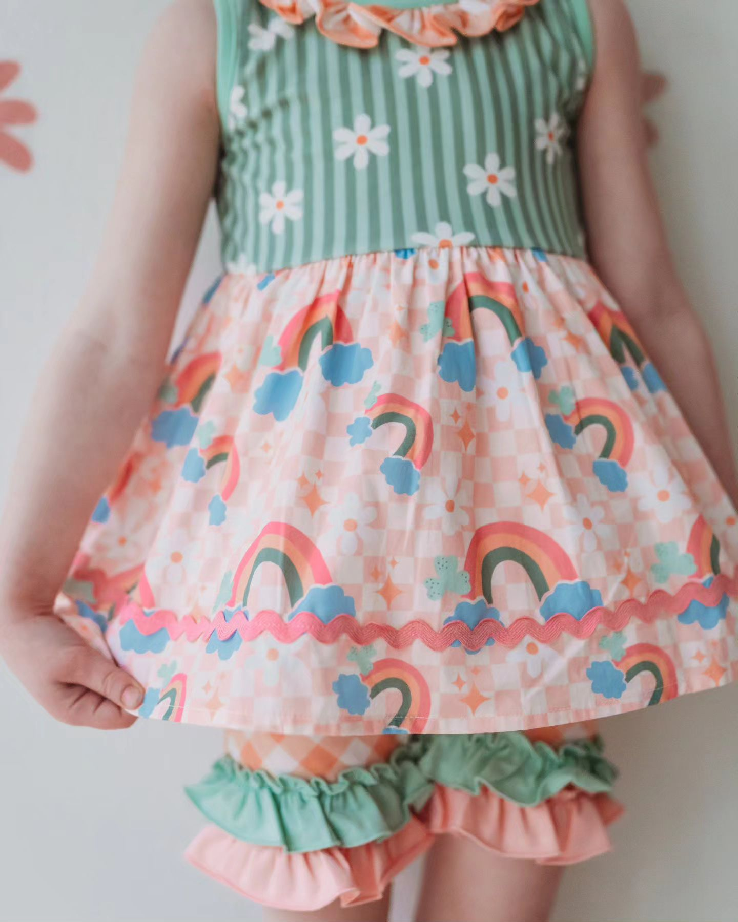 GSSO2048 rainbow flowers girl summer outfit 202501 preorder