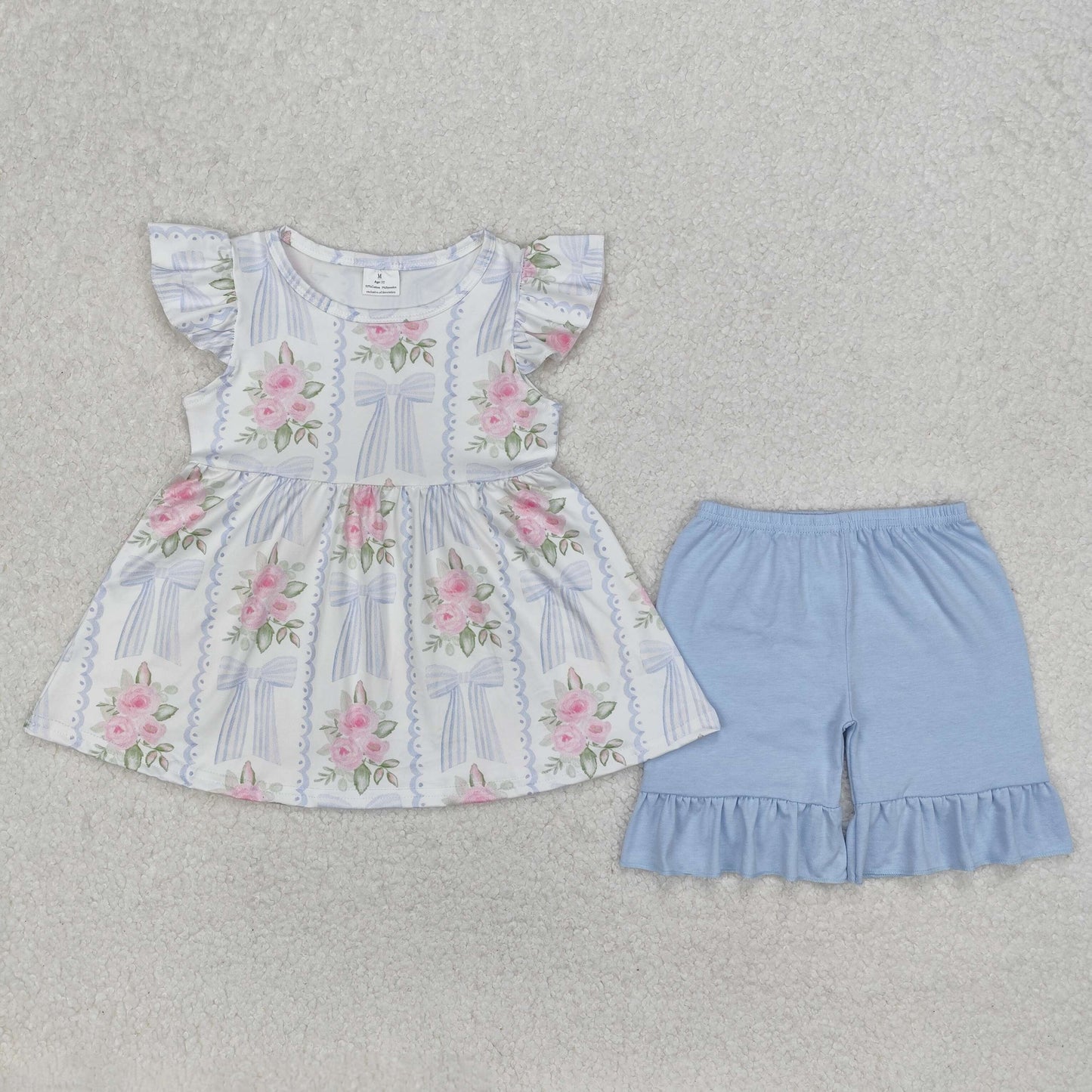 GSSO2052 bow flowers girl summer outfit 202503 RTS