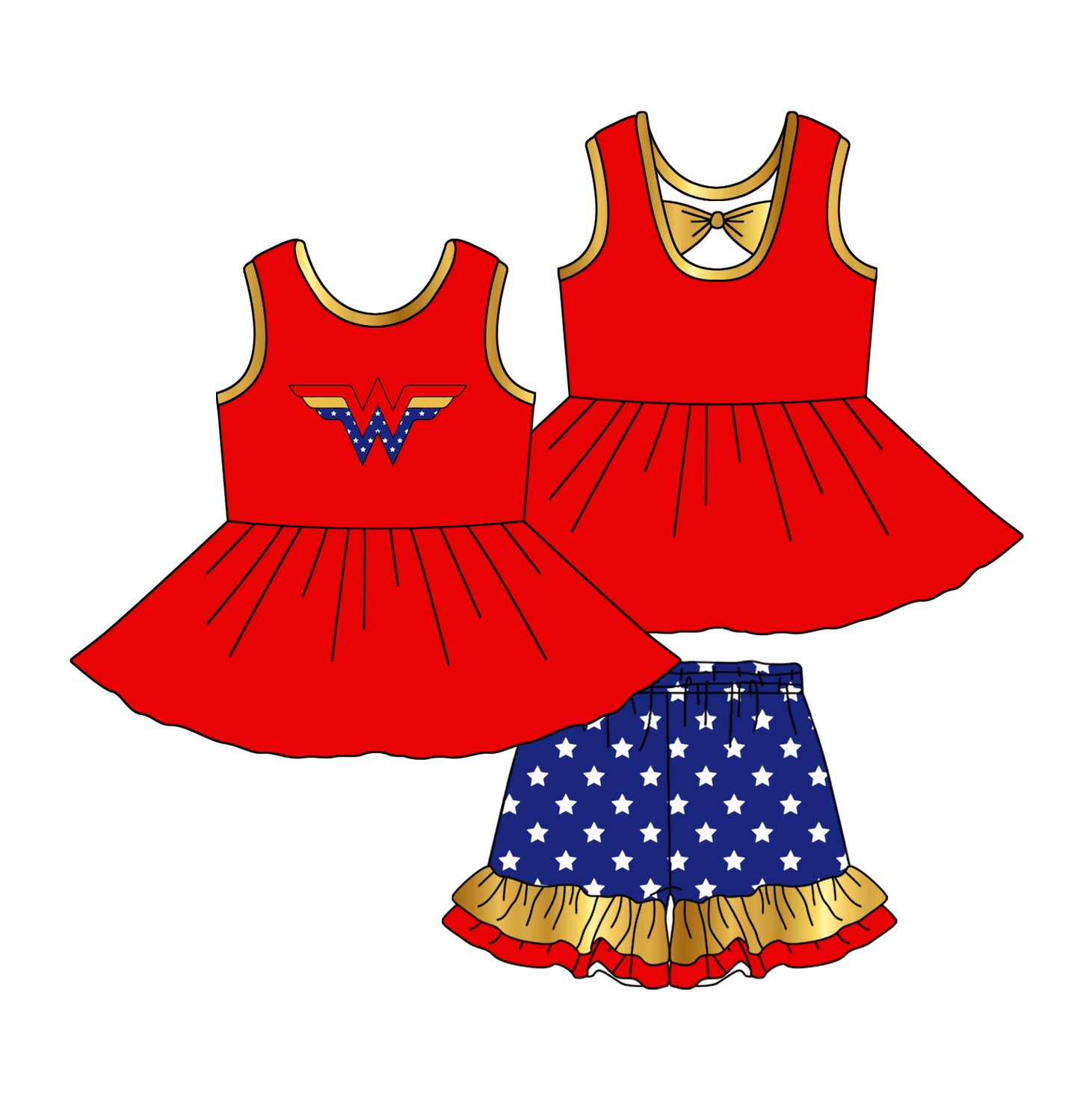 GSSO2059 Fantasia super heroic 4th July girl summer outfit 202501 preorder