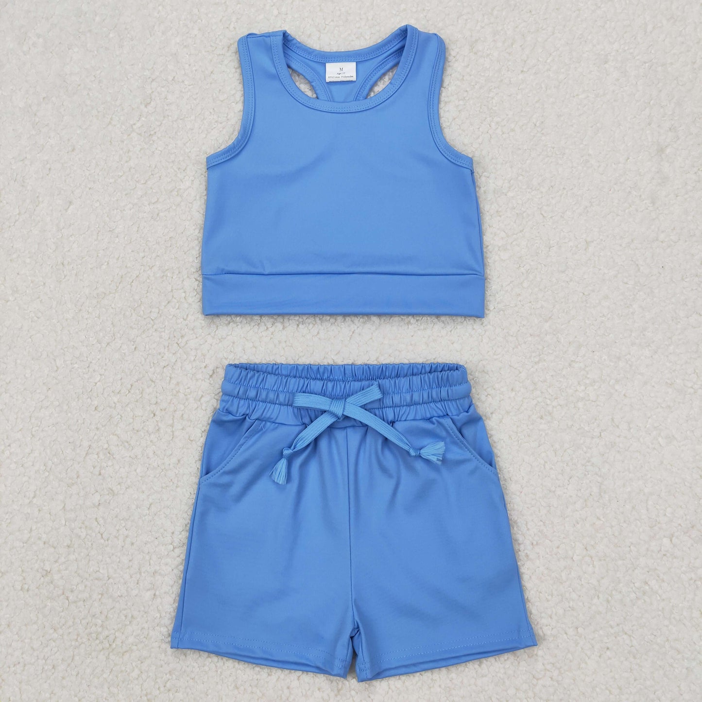 GSSO2132 blue solid color yoga summer girl shorts outfit 202504 RTS