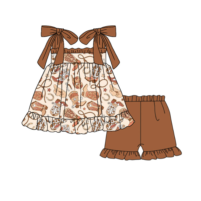 GSSO2144 boots brown western girl summer outfit 202502 preorder