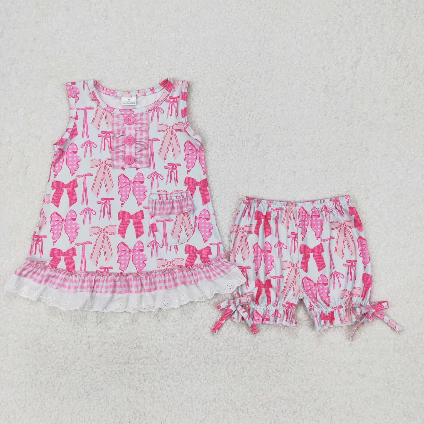 GSSO2187 preorder western bow short sleeve shorts girl summer outfit 202503