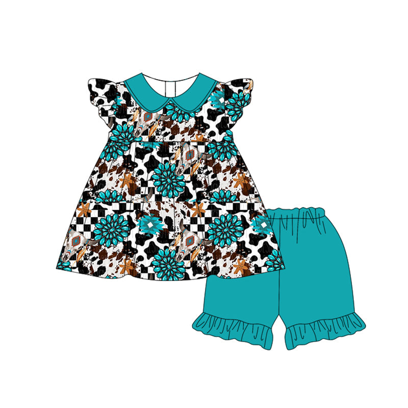 GSSO2191 preorder western cow gem short sleeve shorts girl summer outfit 202502