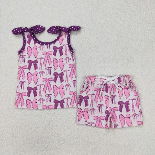 GSSO2207  western bow short sleeve shorts girl summer outfit 202503 RTS