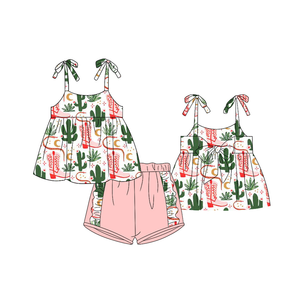 GSSO2220 preorder bow boots western short sleeve shorts girl summer outfit 202502