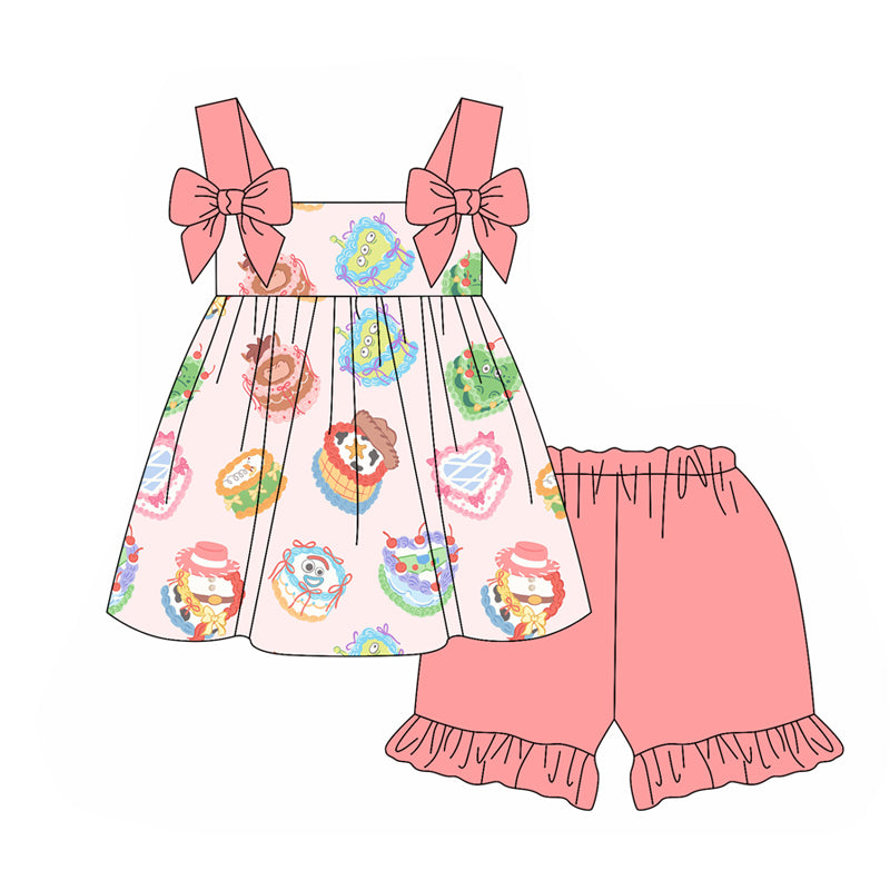GSSO2229 preorder cake happy birthday western short sleeve shorts girl summer outfit 202502