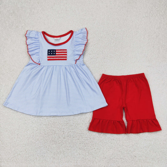 GSSO2238 embroidery 4th july  girl summer  outfit 202503 preorder4 RTS