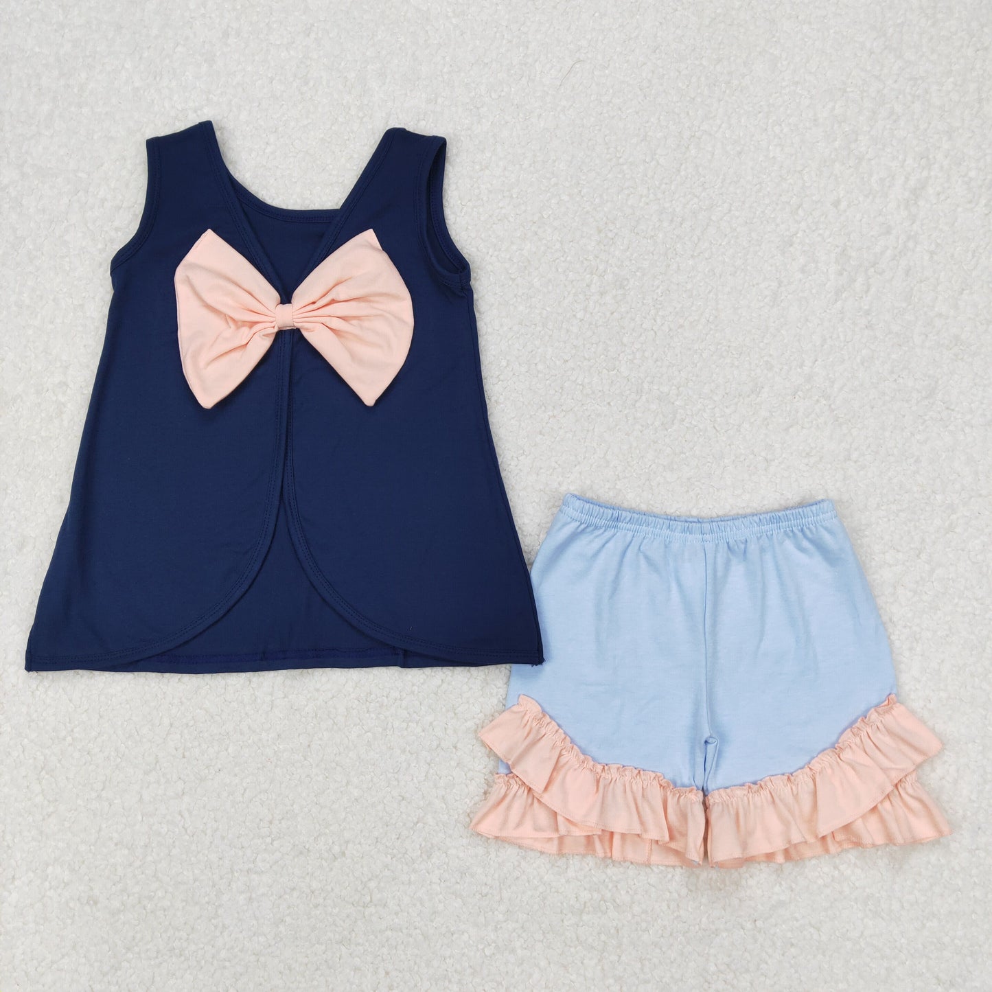 GSSO2272 bow blue western girl summer outfit 202503 RTS