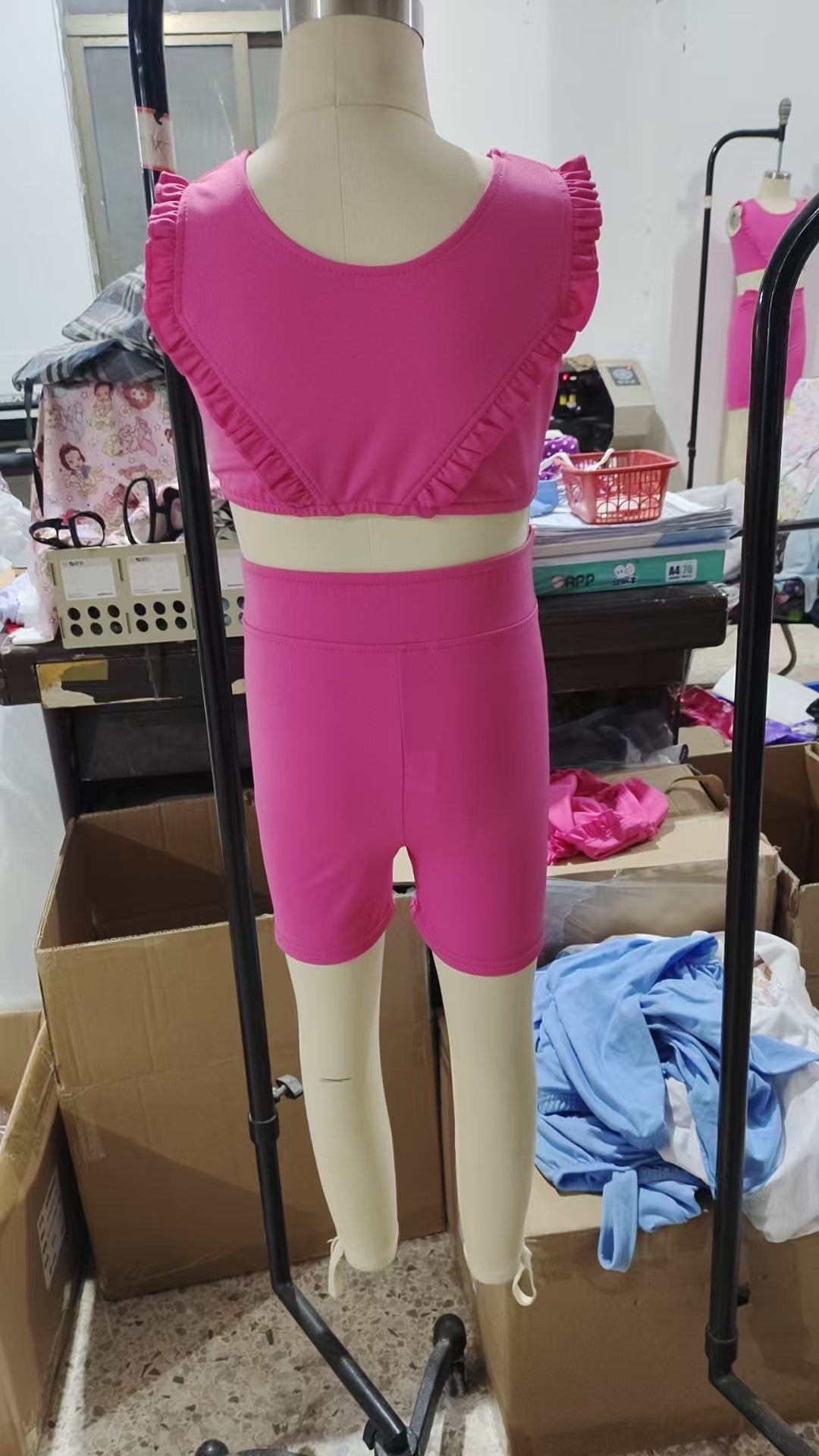 GSSO2284 hot pink solid color yoga summer girl shorts outfit 202504 RTS