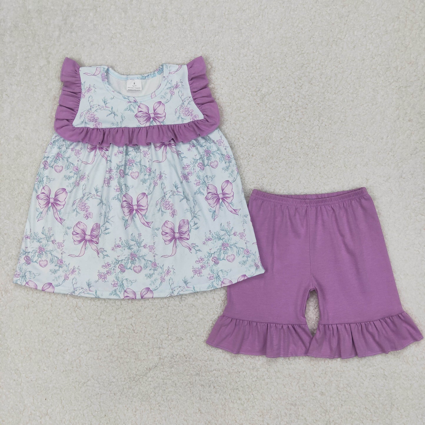 GSSO2315 bow flowers girl summer outfit 202503 RTS