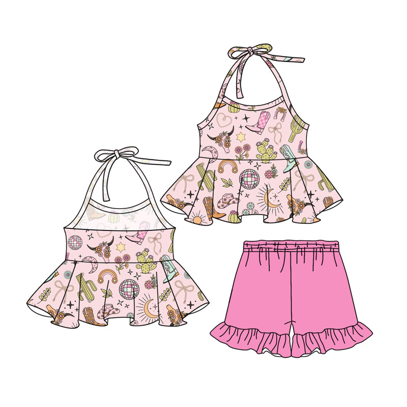 GSSO2324 preorder bow boots western short sleeve shorts girl summer outfit 202502