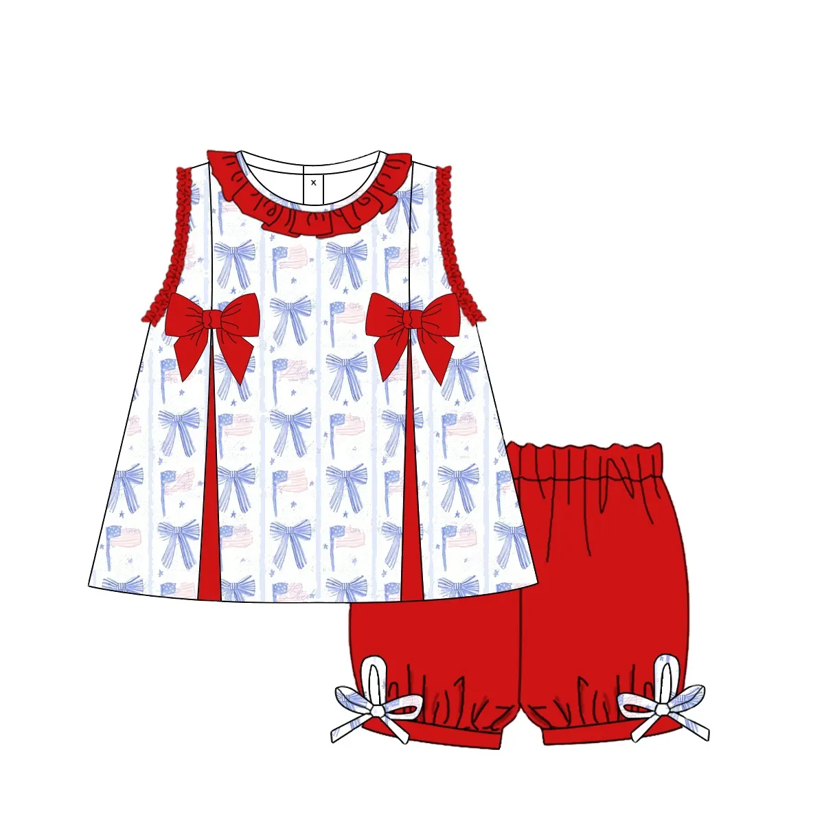 GSSO2374 4th july bow girl summer outfit 202503 preorder