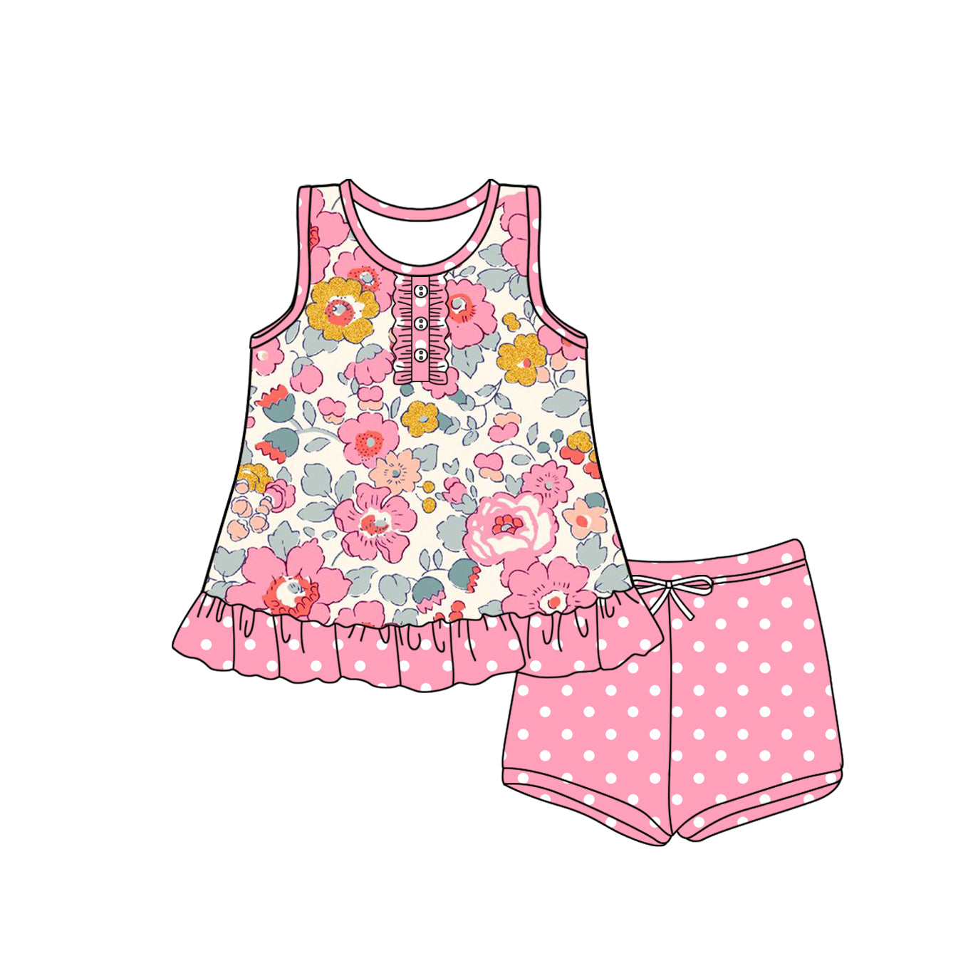 GSSO2452 flowers bow western girl summer outfit 202503 preorder