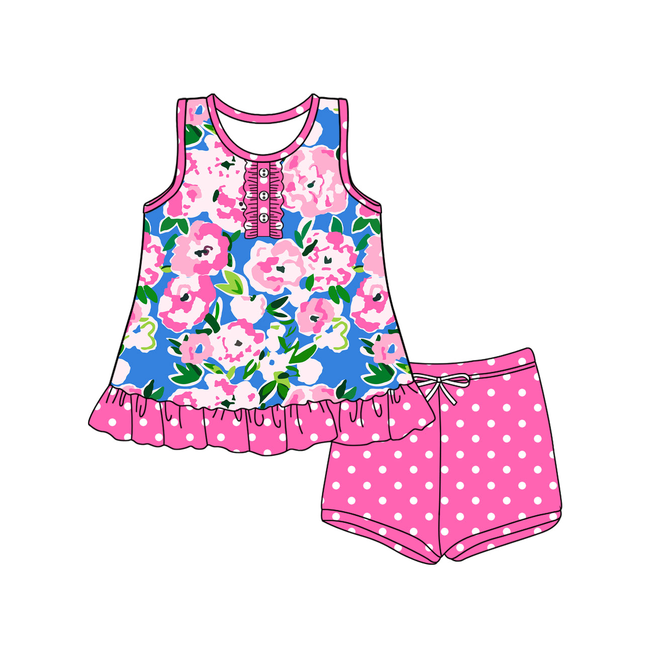 GSSO2453 flowers bow western girl summer outfit 202503 preorder
