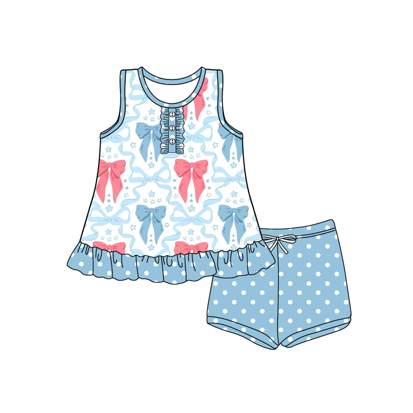 GSSO2454 flowers bow western girl summer outfit 202503 preorder