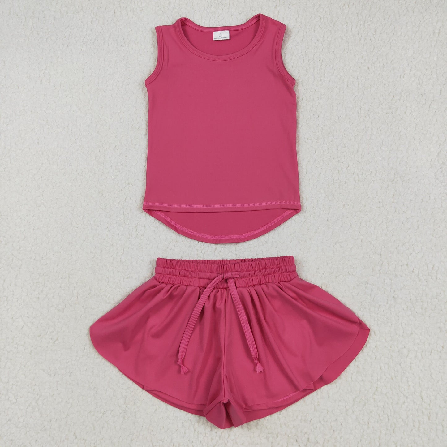 GSSO2500组 yoga hot pink Solid color cotton girl summer outfit 202505 RTS