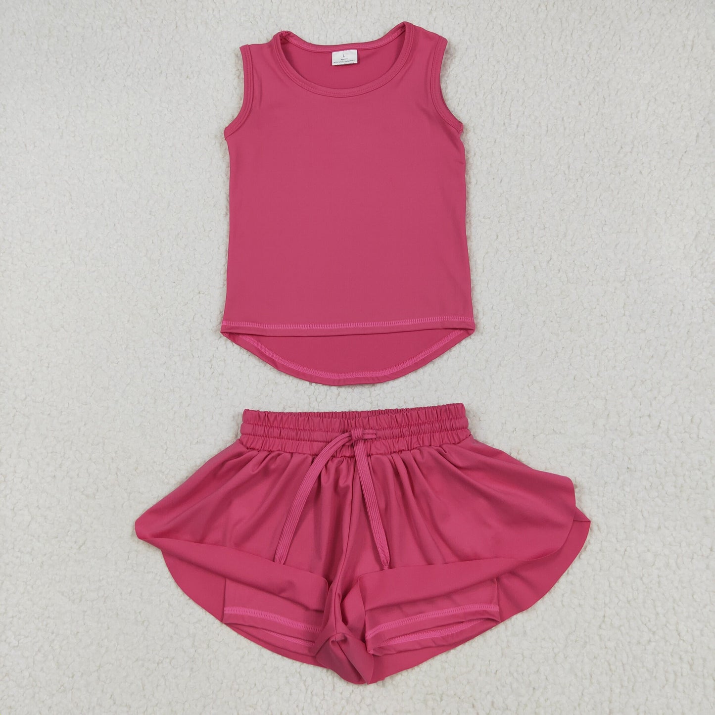 GSSO2500组 yoga hot pink Solid color cotton girl summer outfit 202505 RTS