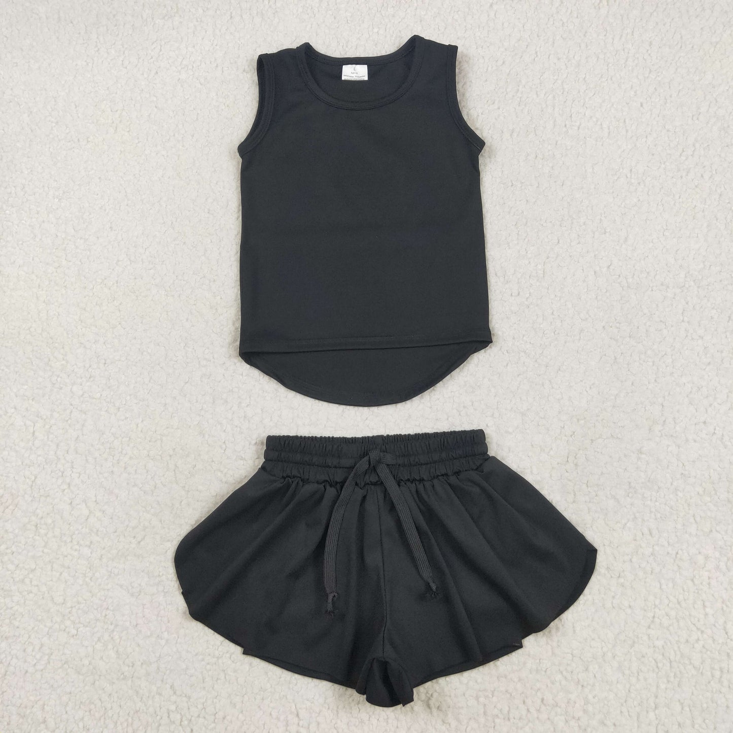 GSSO2505组合 yoga black Solid color cotton girl summer outfit 202505 rts