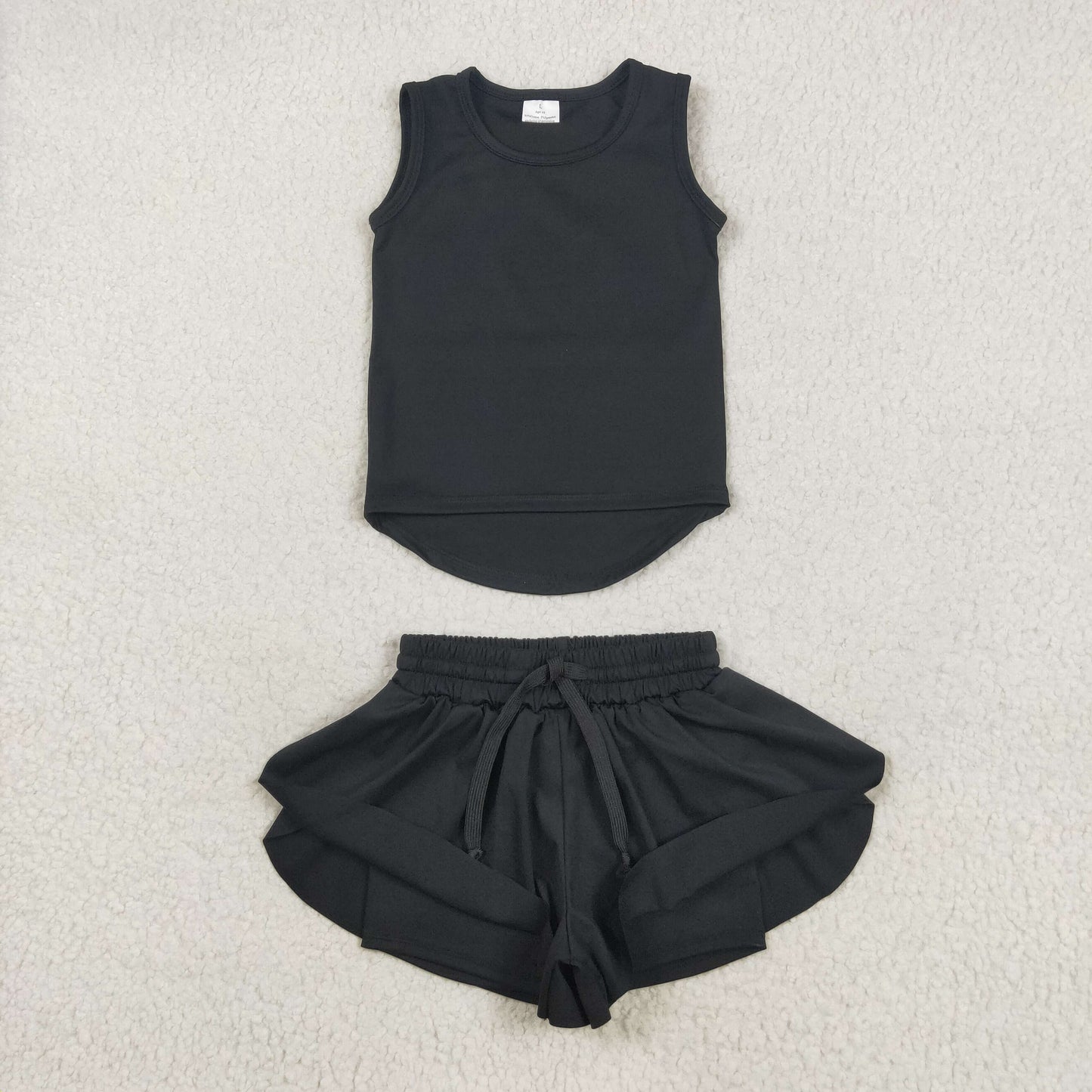 GSSO2505组合 yoga black Solid color cotton girl summer outfit 202505 rts