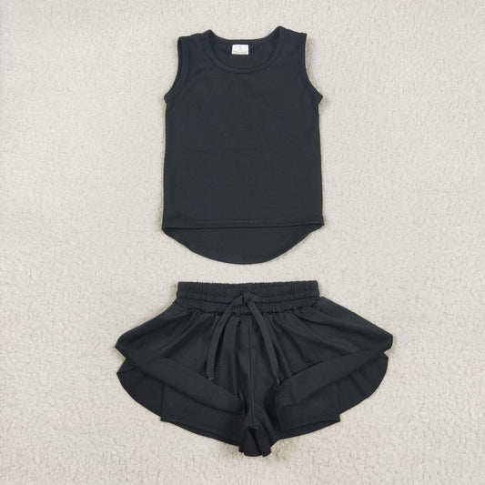 GSSO2505组合 yoga black Solid color cotton girl summer  outfit 202505 rts