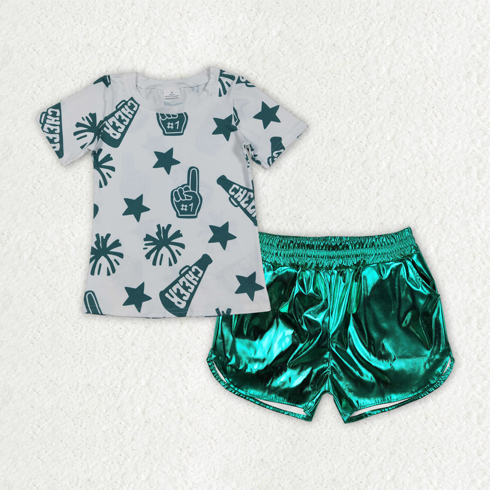 GSSO2517 组合 green leather glitter sparkling westen girl summer outfit 202506 RTS