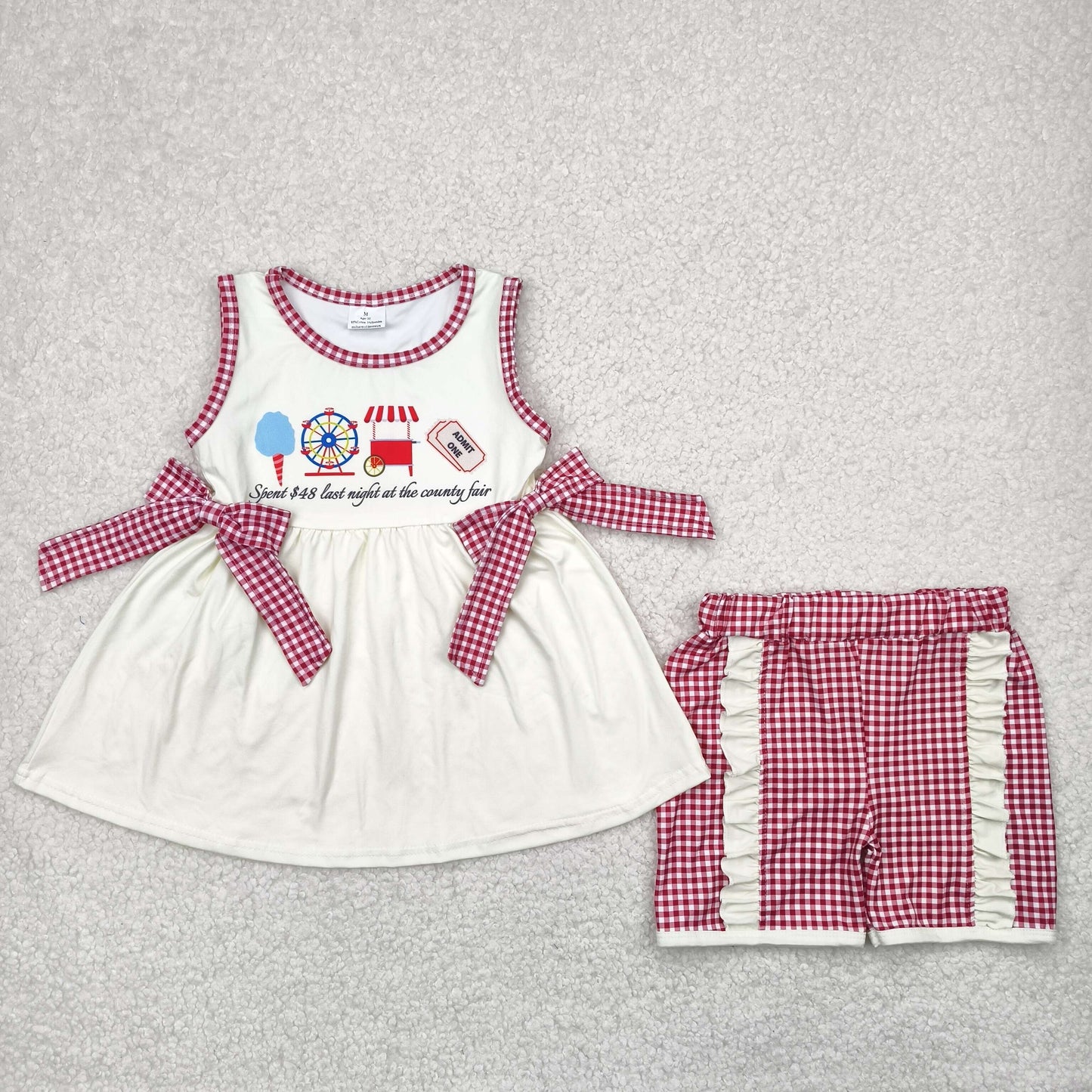 GSSO2518 4th july 48hours bow plaid girl summer outfit 202504 RTS