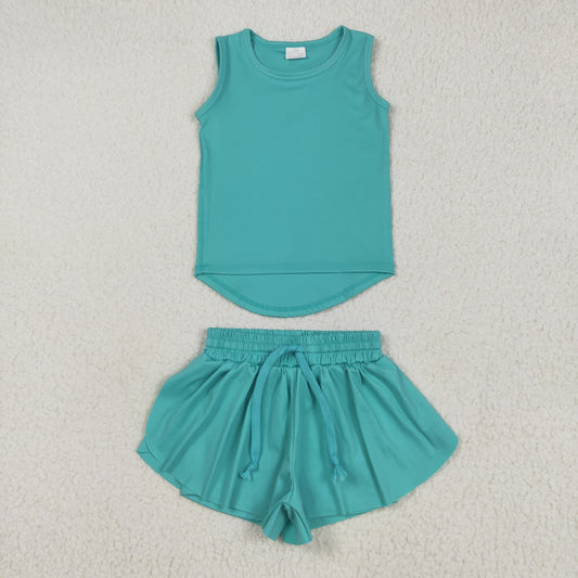 GSSO2572 组合 yoga Solid color cotton girl summer  outfit 202505 RTS