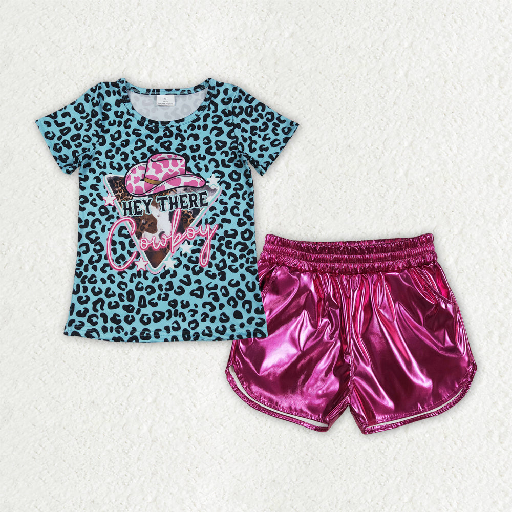 GSSO2692组合 cowboy green hot pink leather glitter sparkling westen girl summer outfit 202507 RTS