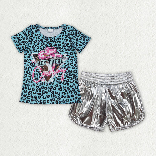 GSSO2693组合 cowboy green silver leather glitter sparkling westen girl summer outfit 202507 RTS(副本)