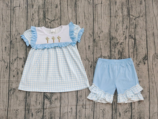 GSSO2718 embroidery cross Easter girl summer outfit 202509 preorder