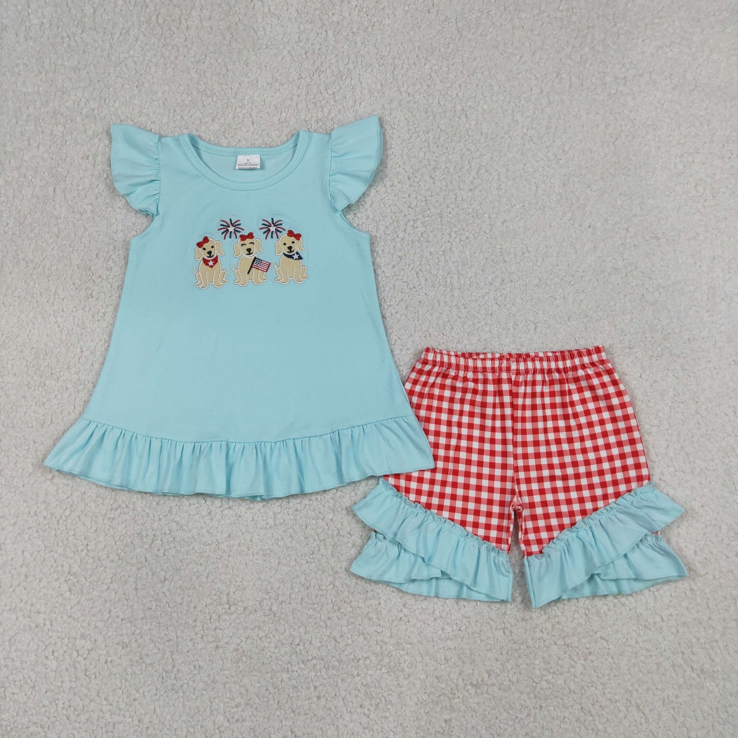GSSO3356 Embroidery dog GIRL summer outfit 202605 RTS
