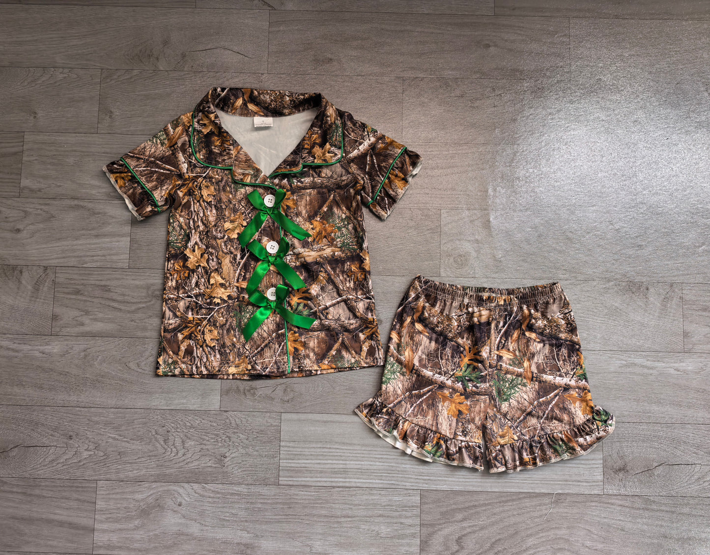 GSSO3365 green bow camo girl summer Pajamas outfit 202607 preorder