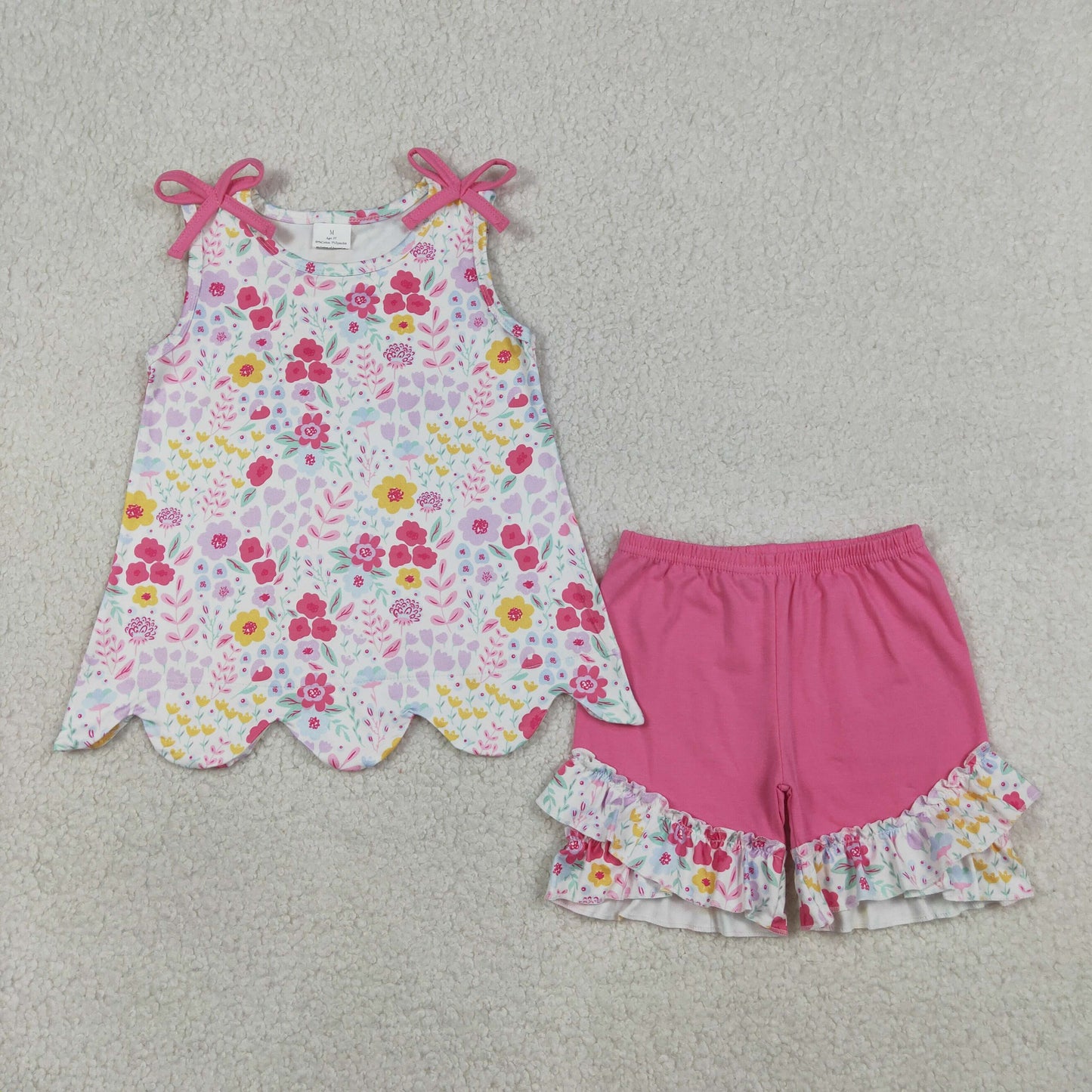 GSSO3391 Scallop ruffle flowers girl outfit 202603 RTS