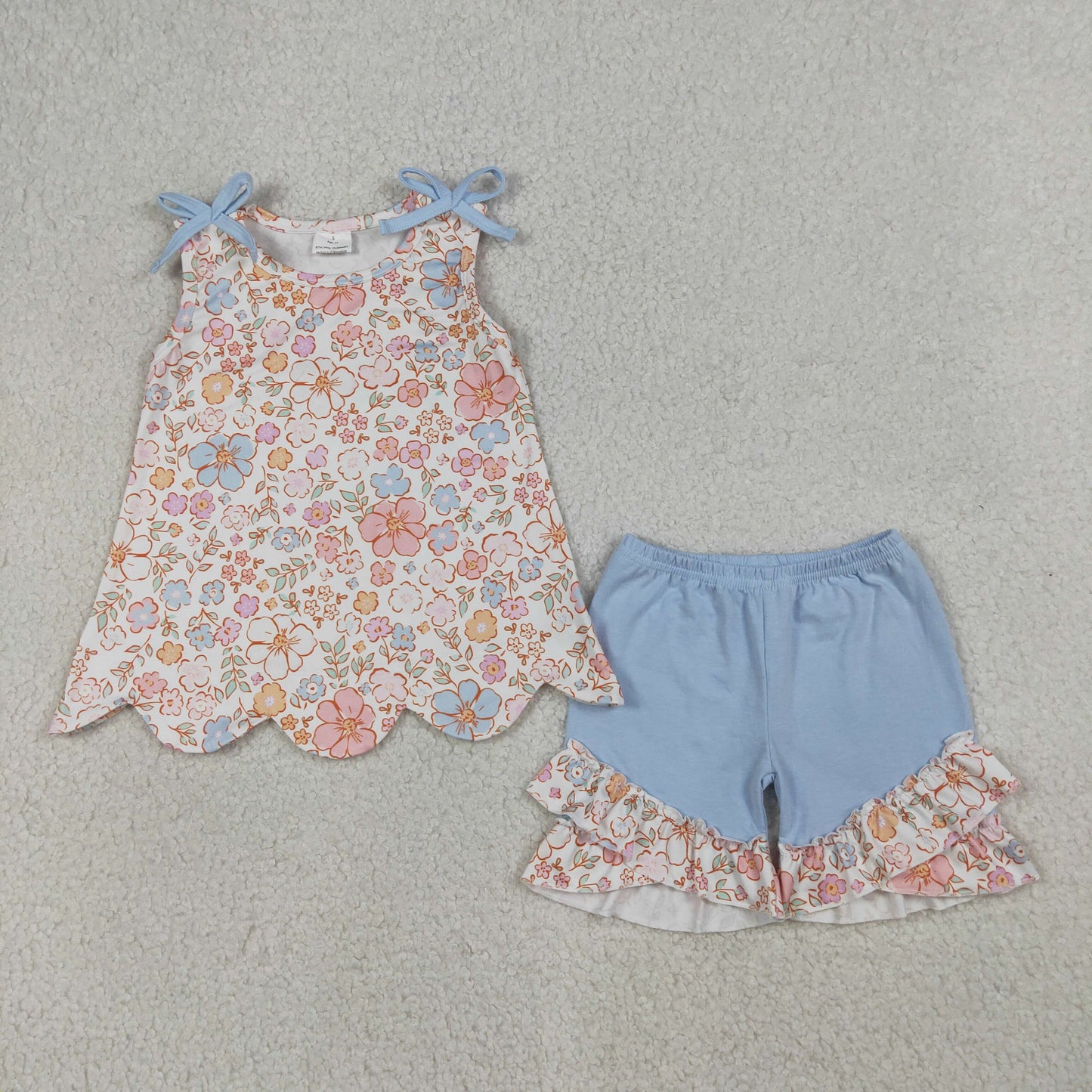 GSSO3393 Scallop ruffle flowers girl outfit 202603 RTS