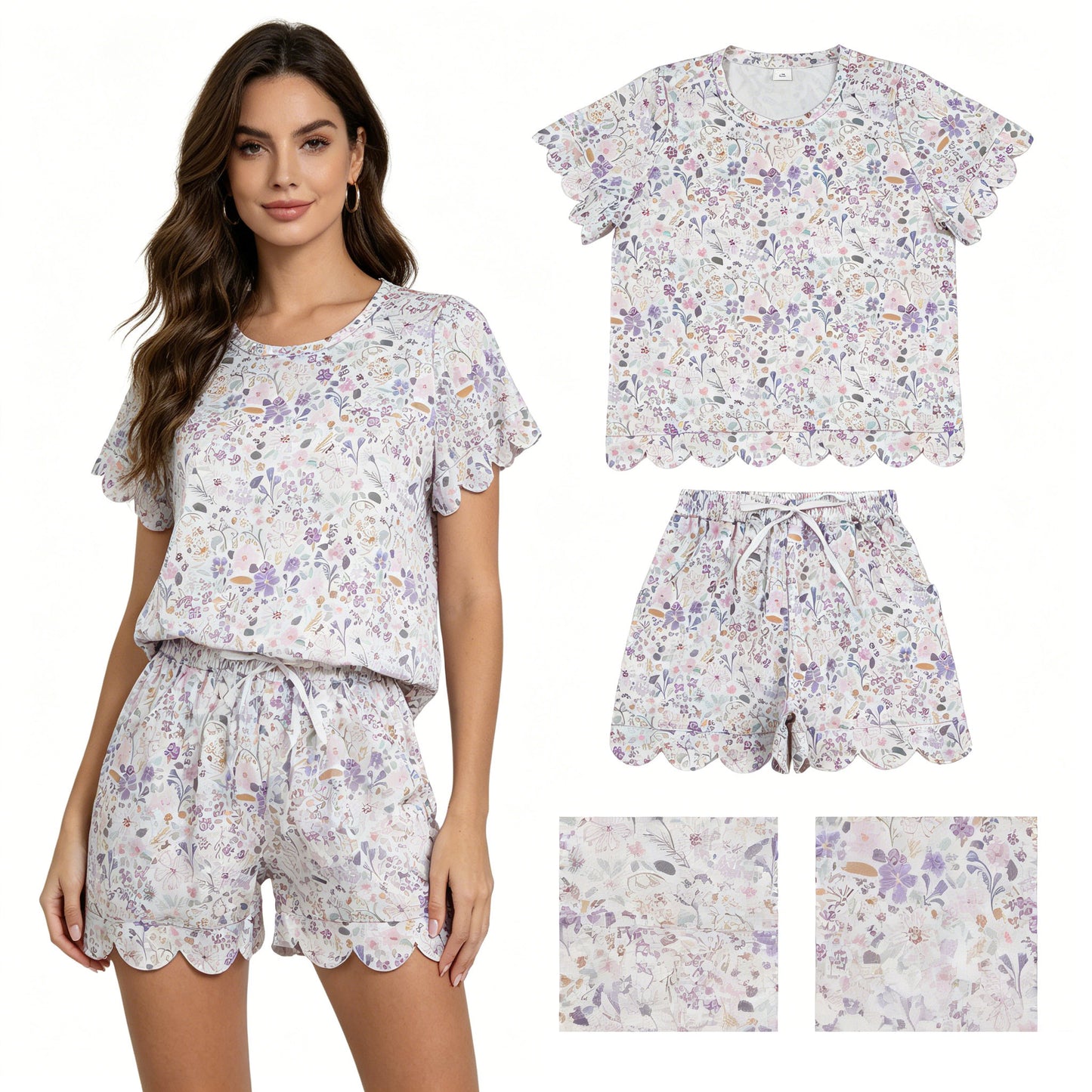 GSD3954 adult flowers women pajamas SET OUTFIT 202605 RTS