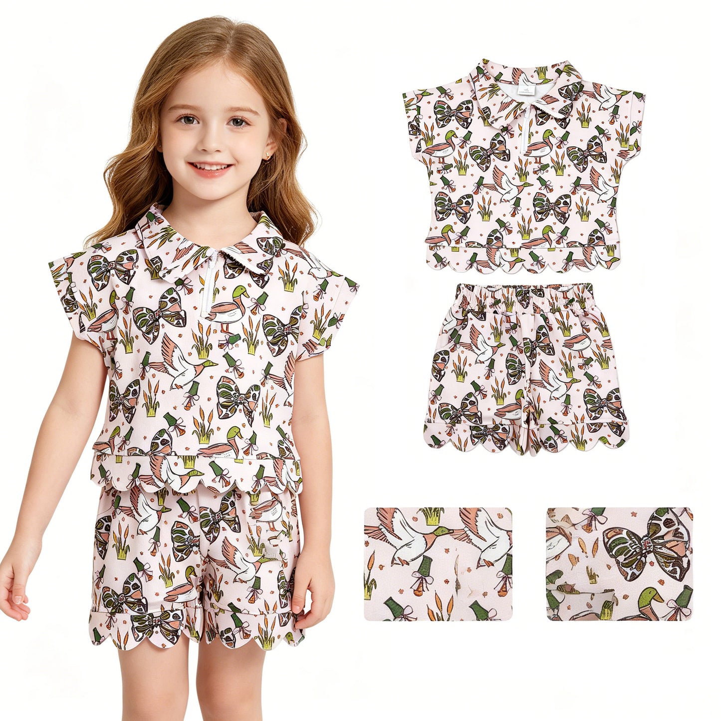 GSSO3669 duck flower bow GIRL summer outfit 202607 RTS