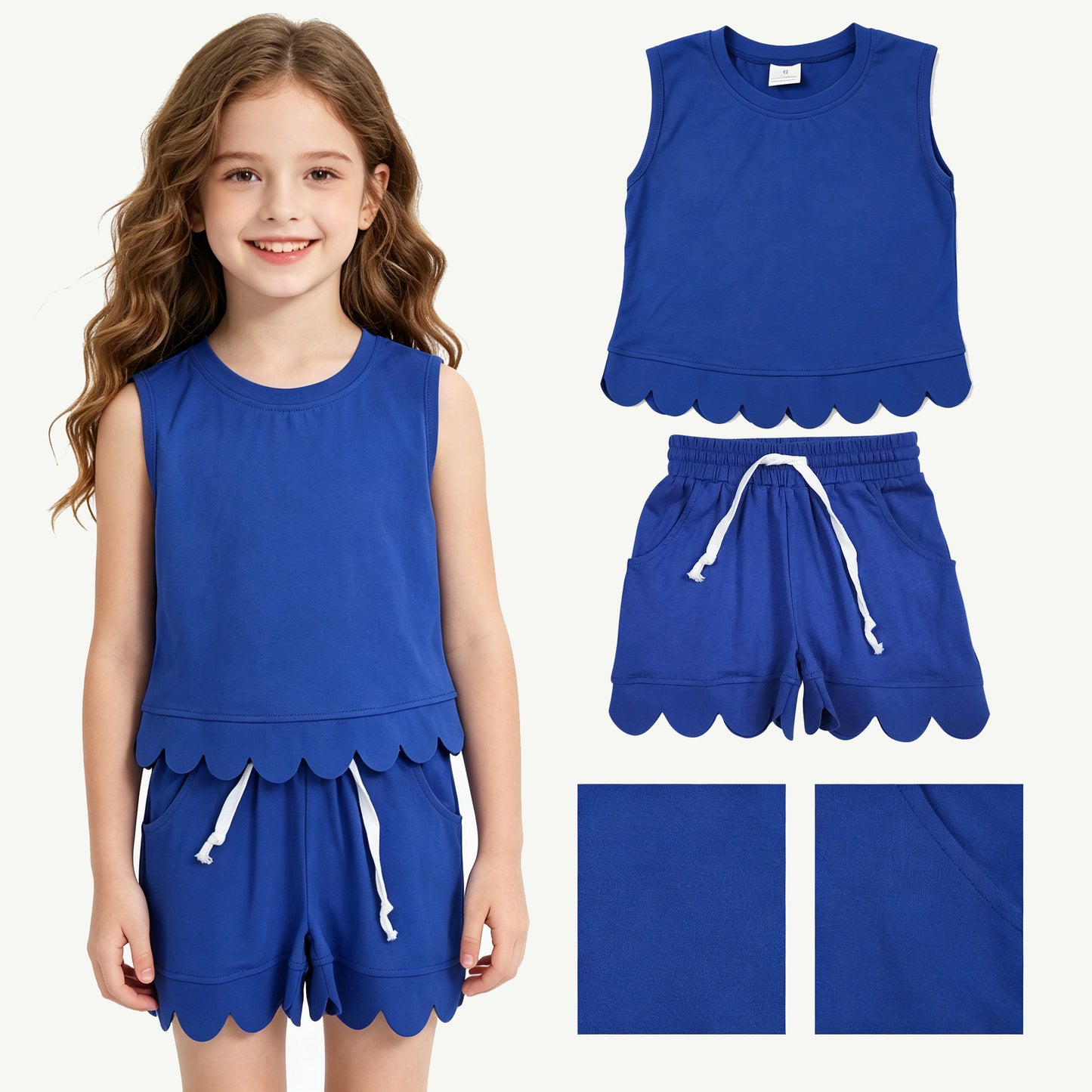 GSSO3732 Scallop Solid BLUE girl outfit skirt 202605 RTS
