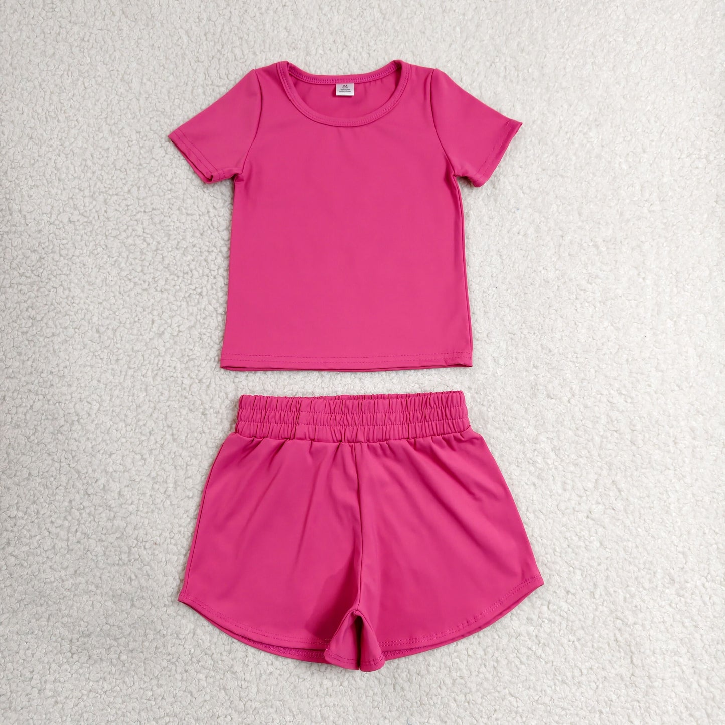 GSSO3764瑜伽组合,GT1633瑜伽+SS0900瑜伽 Hot Pink Toddler Solid Color Casual Active Wear Set RTS