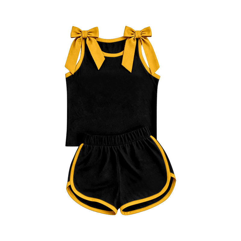 GSSO3823 black yellow cotton sports girl outfit shorts 202607 preorder
