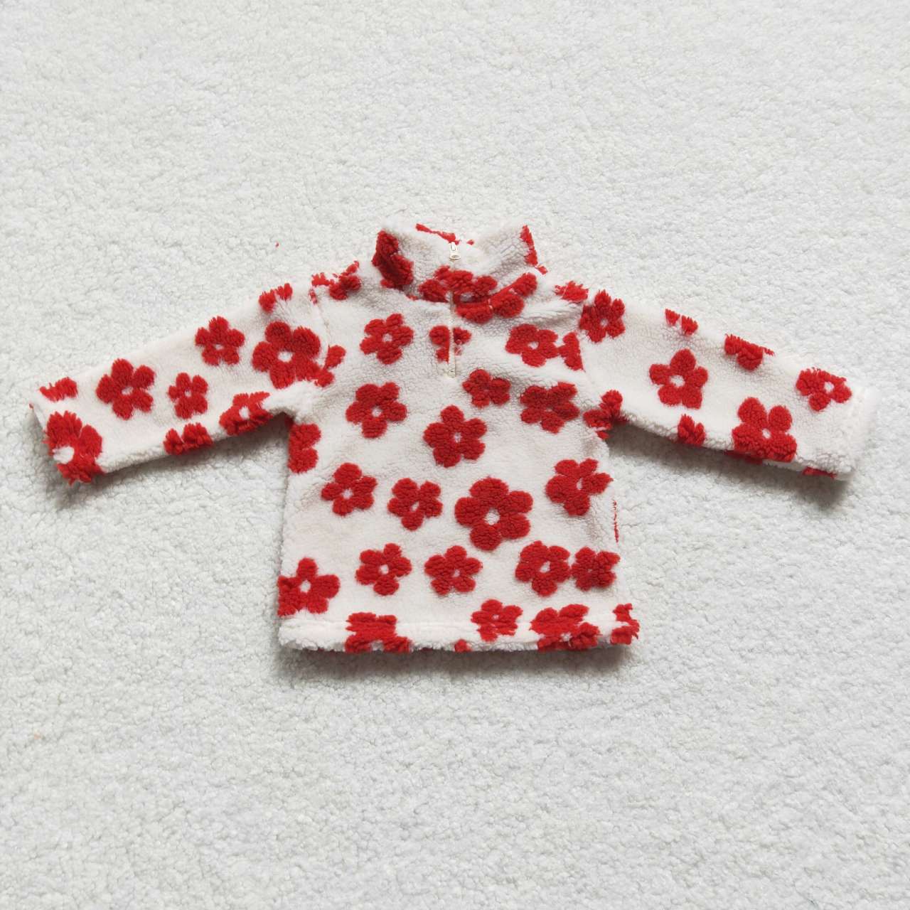 GT0264 Zipper plush style stand-up collar flower orange soft comfortable winter coat 20230913 RTS