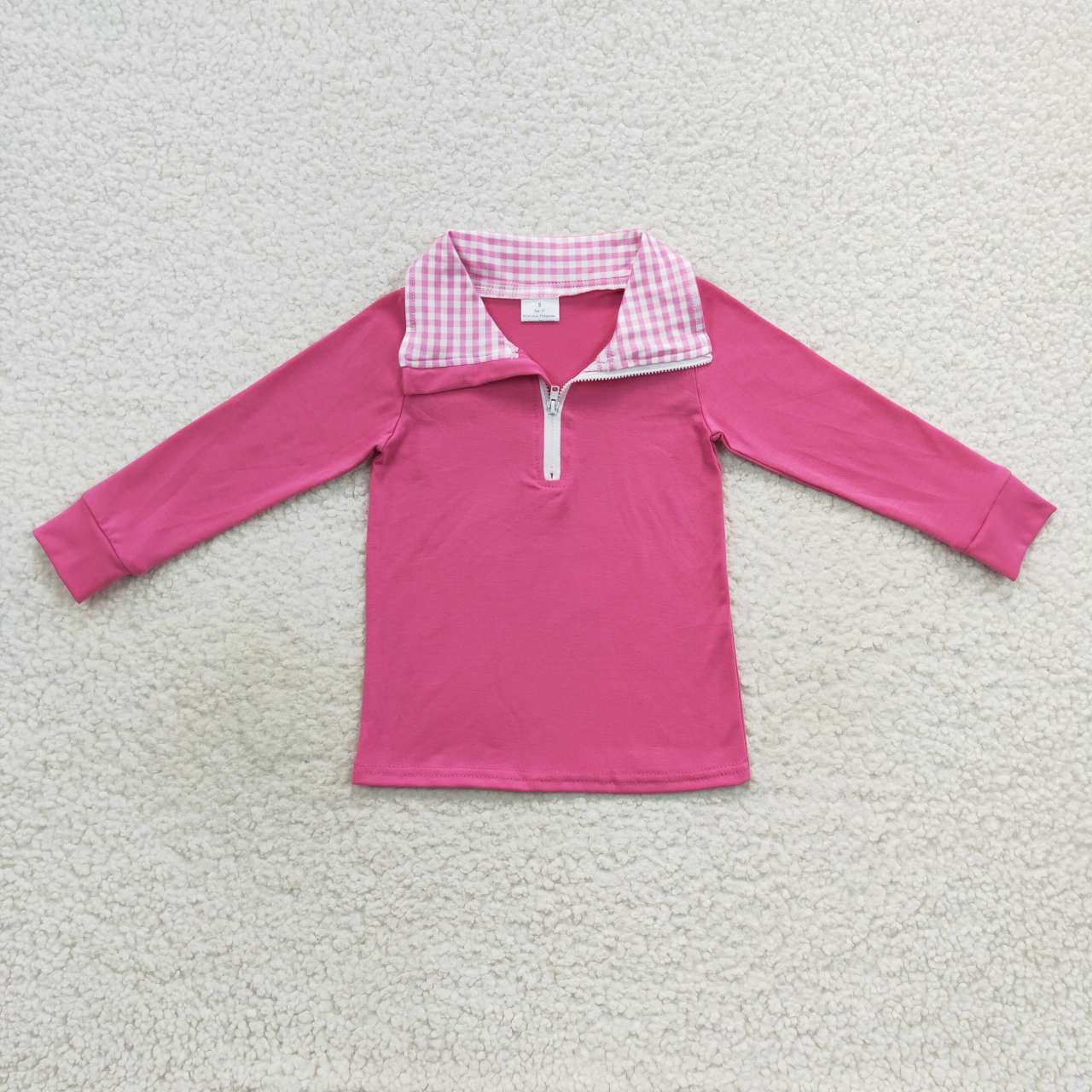 GT0276 long sleeve cotton pink pullover zipper top 202412 RTS