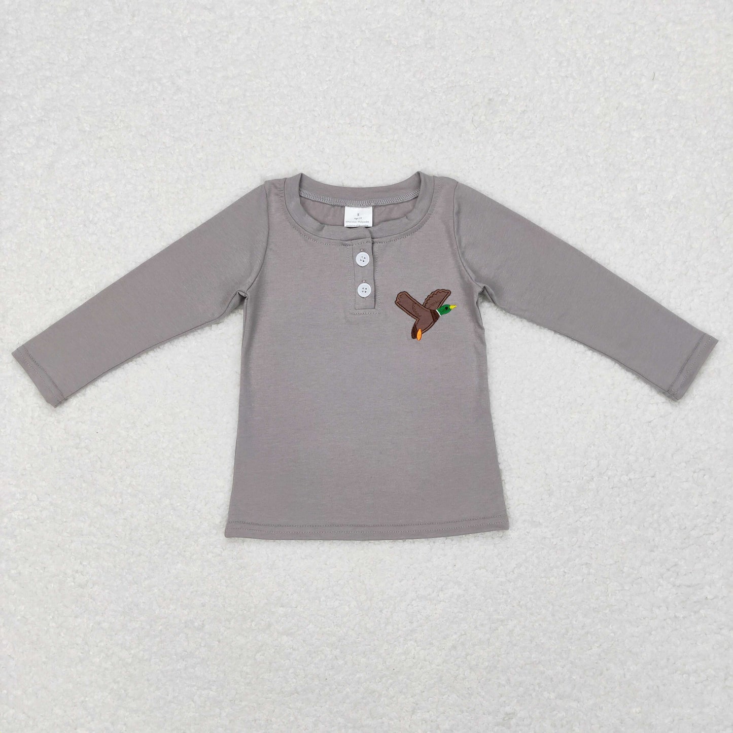 GT0353 long sleeve embroidery duck western gray top button boy shirt RTS 20231121