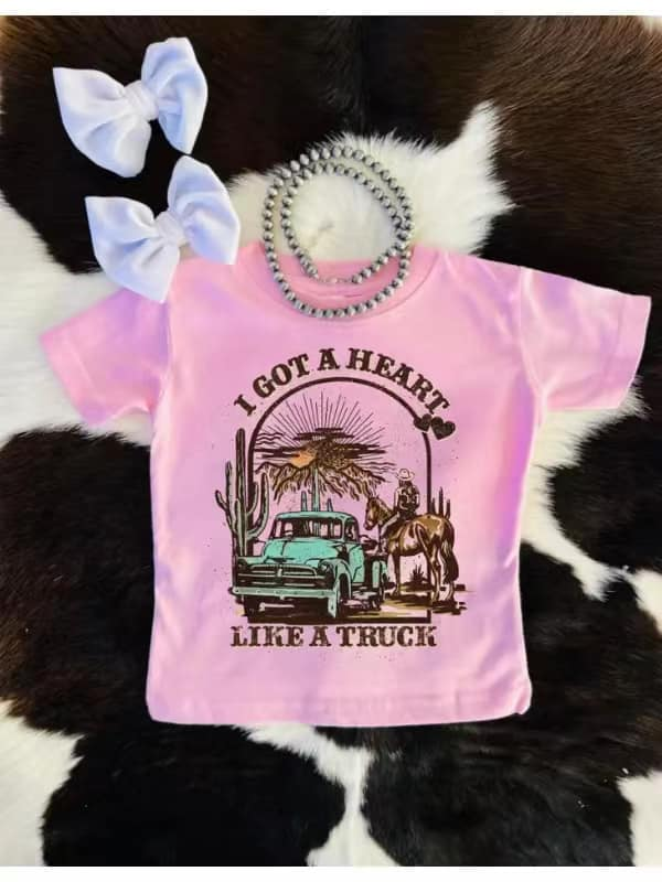 GT0406 western like truck top tee pink girl t-shirt preorder 20231123 RTS