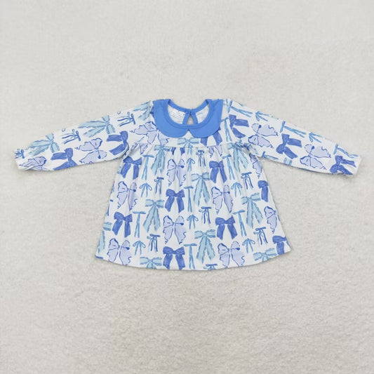 blue bow GT0666  girl shirts top  RTS Free shipping order $100+